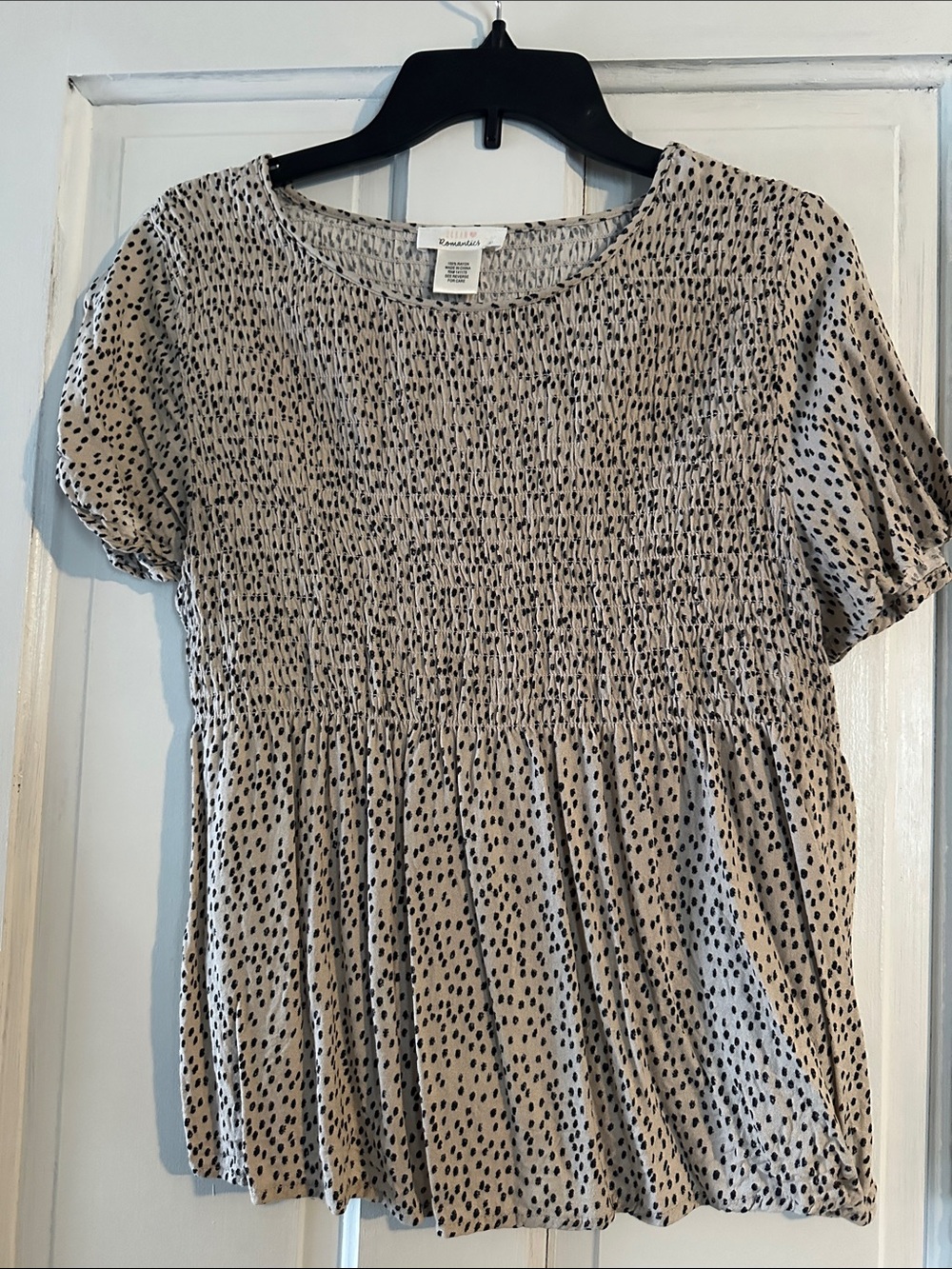 URBAN Romantics Beige Top with Black Spot Print